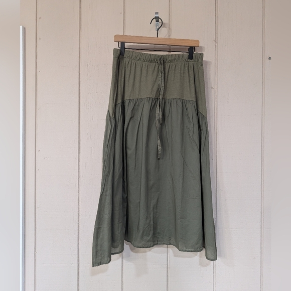 Nation LTD Helena Combo Midi Skirt Olive Green - Picture 2 of 10